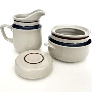 Vintage Japanese Chateau Sugar & Creamer Stoneware. Hand Painted